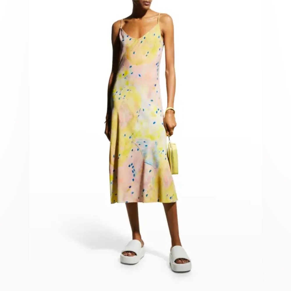 Marc Jacobs The Bias Slip Yellow Pink Midi Graffiti Dress 6
